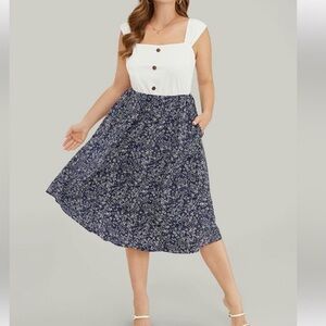 Wide strap button detail floral pocket dress size 22-24 or 3X